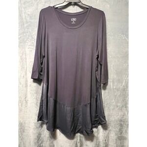 LOGO Lori Goldstein Womens 3X Purple Knit Hi Low Tunic Top Stretch Plus Size Tee